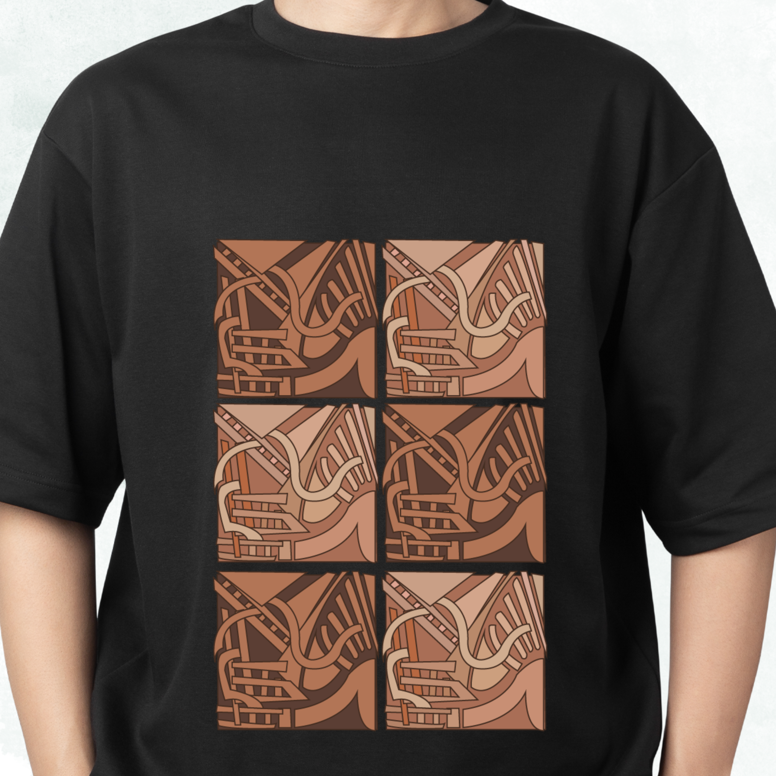 modern terracotta man tshirt bengal gotic close shoot Modern Terracotta Oversized T-shirt - Image 2